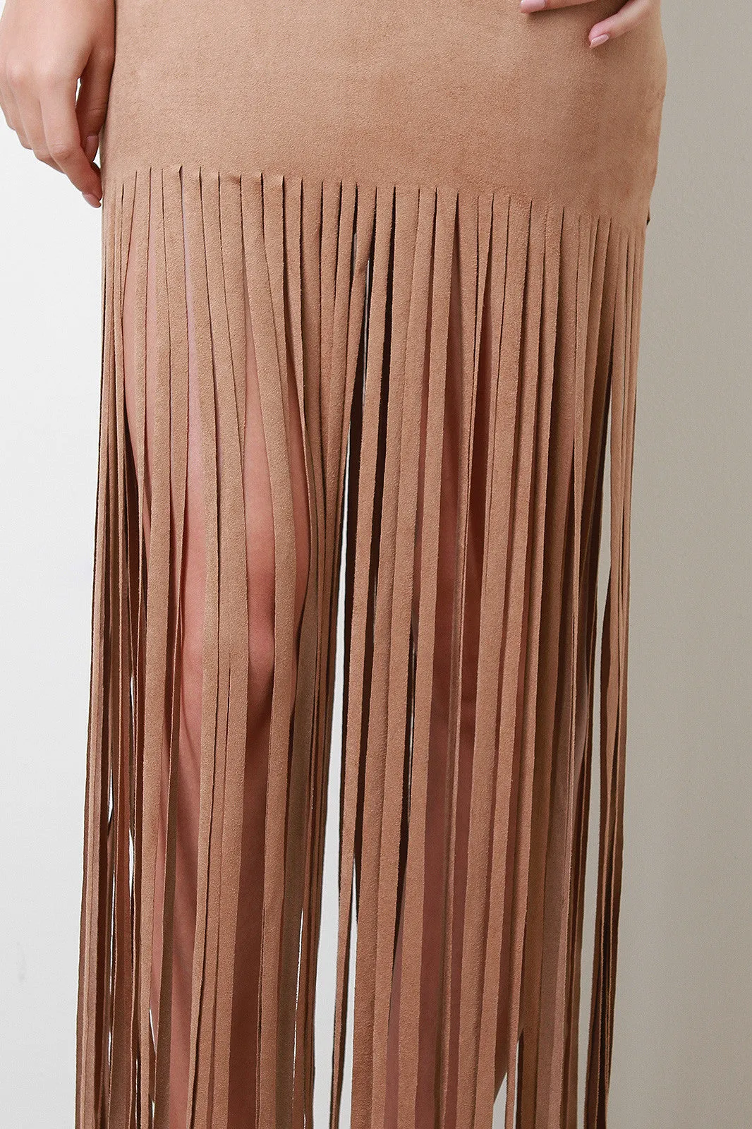 Long Fringe Suede Dress
