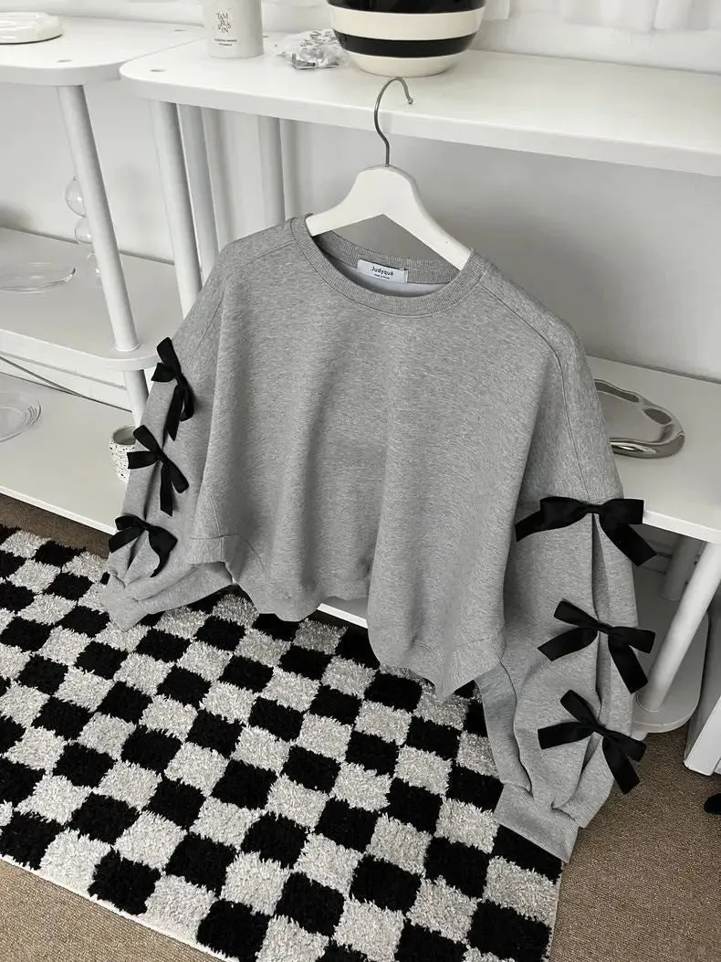 Loose Bow Lantern Sleeve Sweater