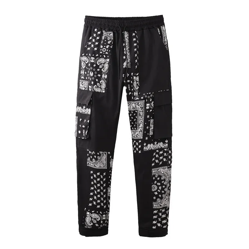 Man Fall Outfits Cargo Pants Jeans Printed High Street Wide Leg Casual Trousers Loose Straight Trousers