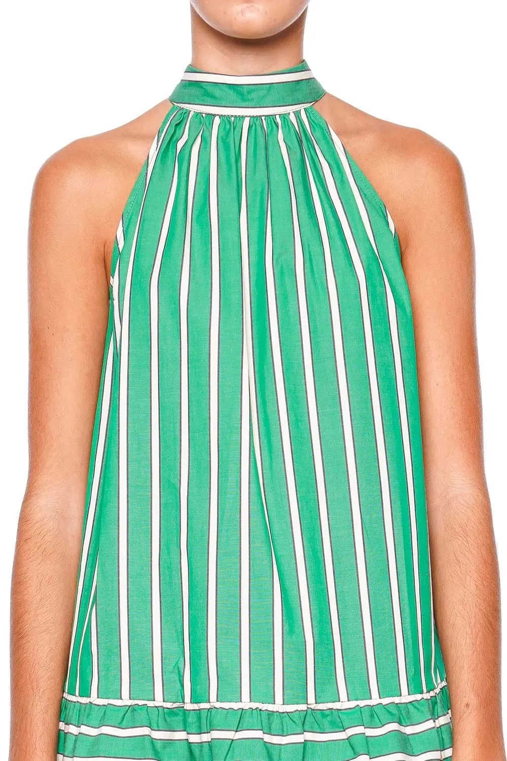 Marlowe Seaweed Stripe Halter Mini Dress