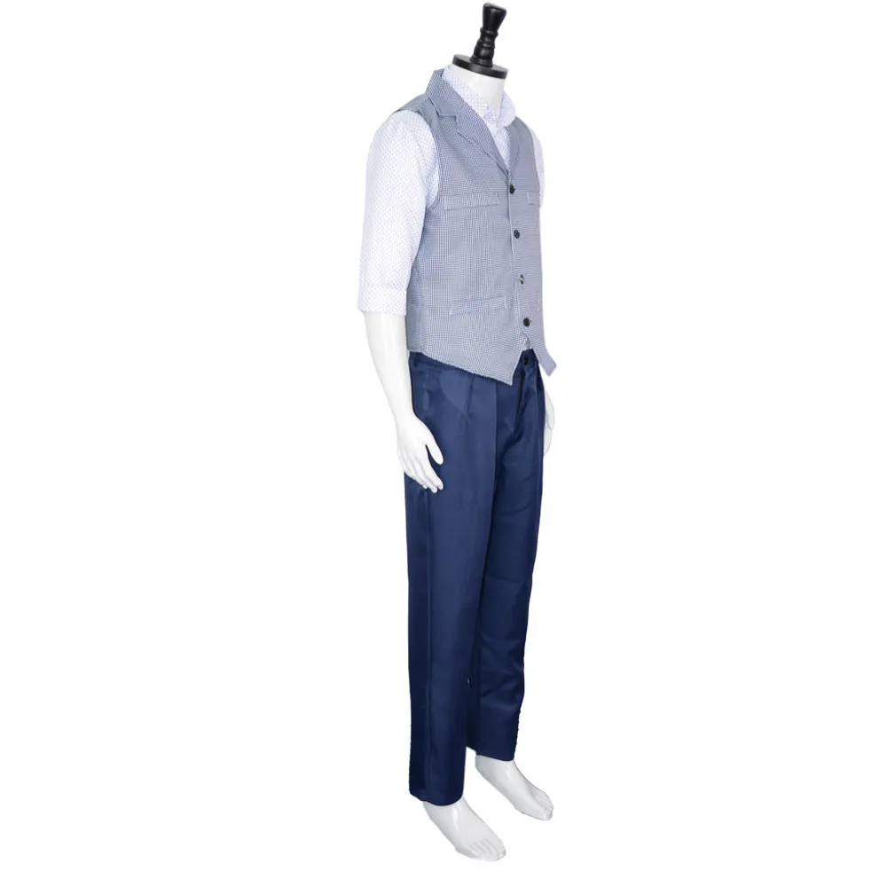 Men If Movie Cal Costume Calvin Grey Cosplay Outfit Shirt Pants and Vest Full Set
