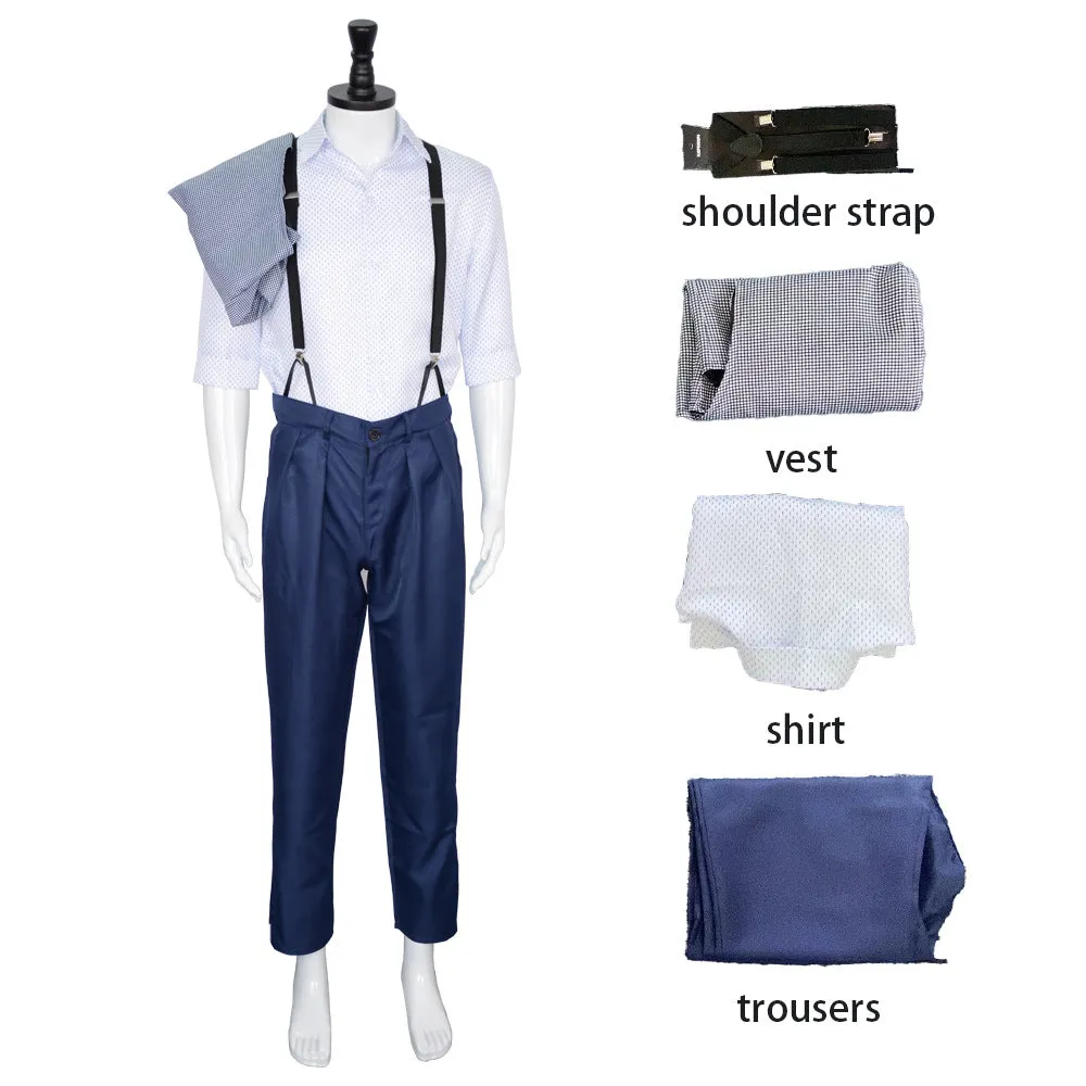 Men If Movie Cal Costume Calvin Grey Cosplay Outfit Shirt Pants and Vest Full Set