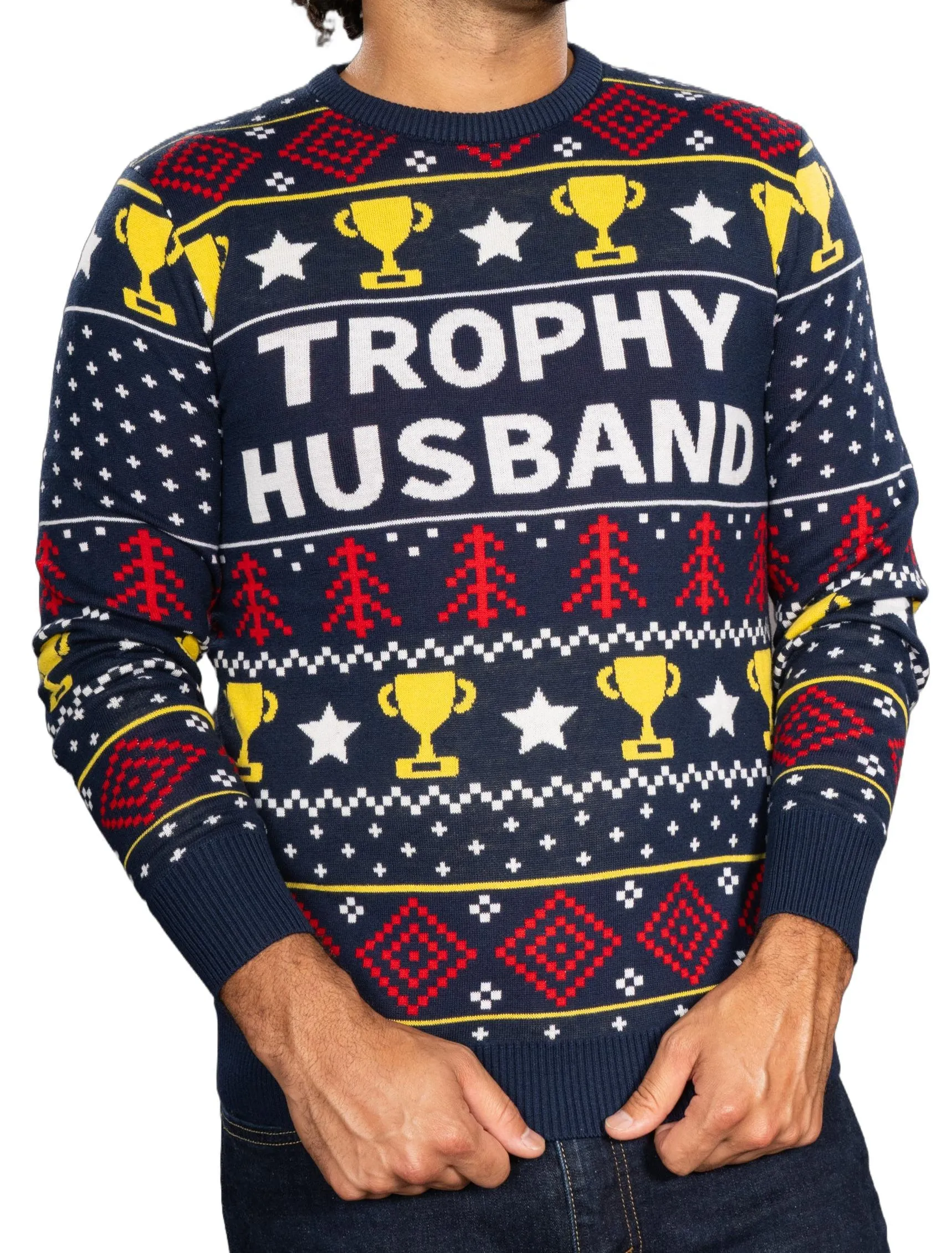 Men's JulesRoche Trophy Husband Funny Ugly Christmas Sweater