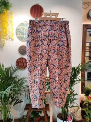Multicolored Floral Handblock Printed Kalamkari Pants