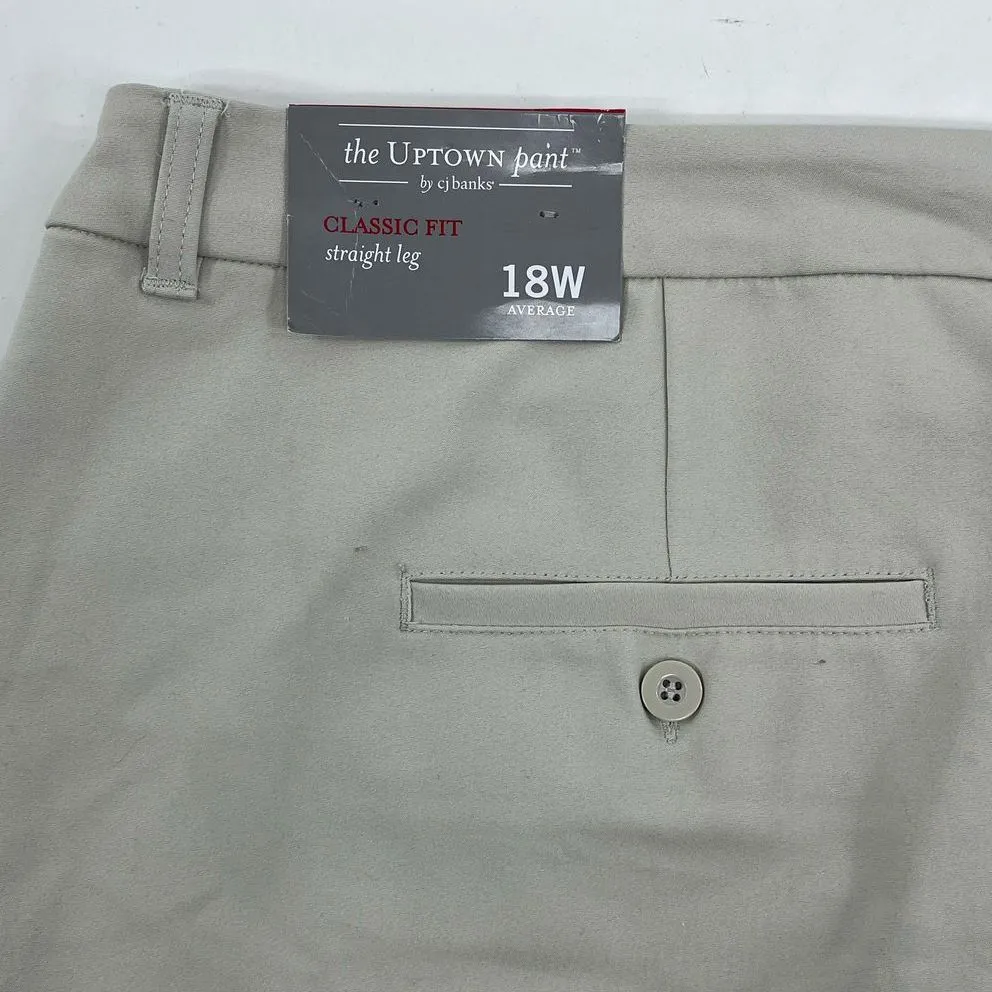 NWT Women's CJ Banks Classic Fit Straight Leg Khaki Dress Pants Slacks Size 18W