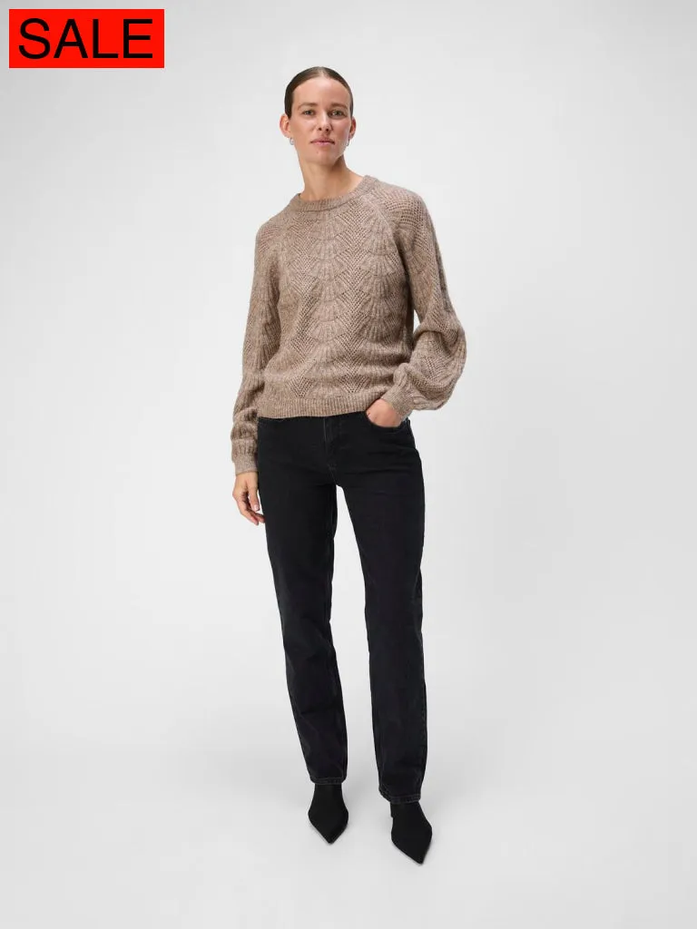 OBJFLORA RE L/S KNIT PULLOVER NOOS