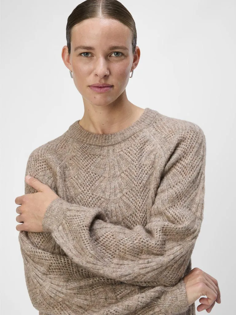 OBJFLORA RE L/S KNIT PULLOVER NOOS