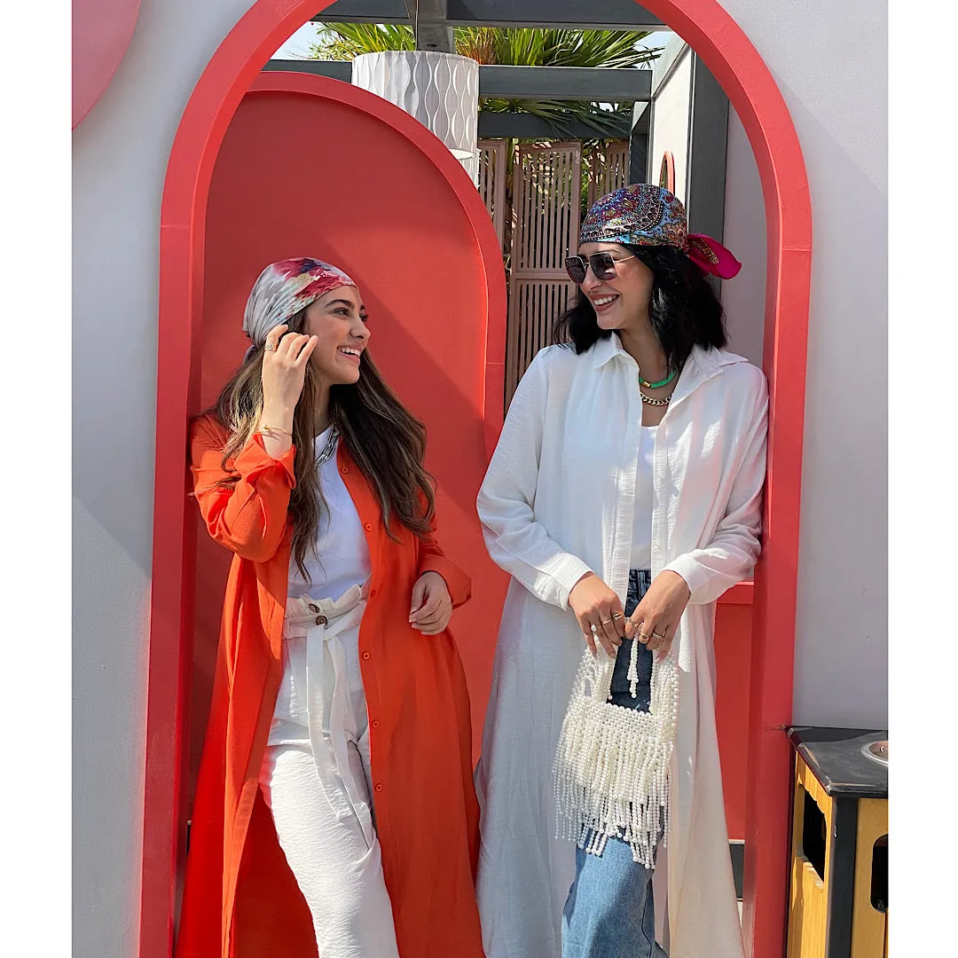 Orange linen long shirt