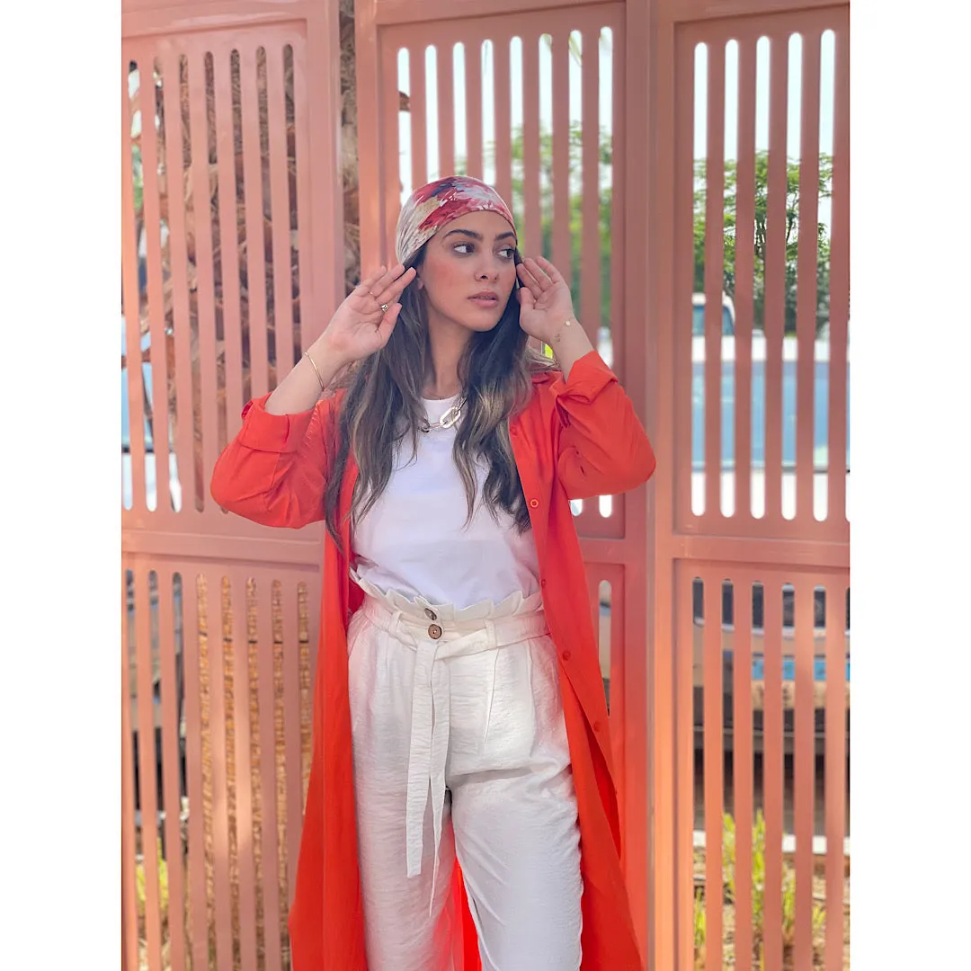 Orange linen long shirt