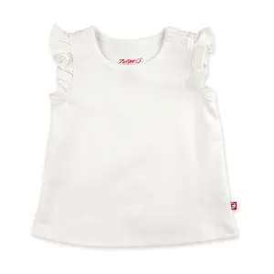 Organic Cotton Flutter Top - White