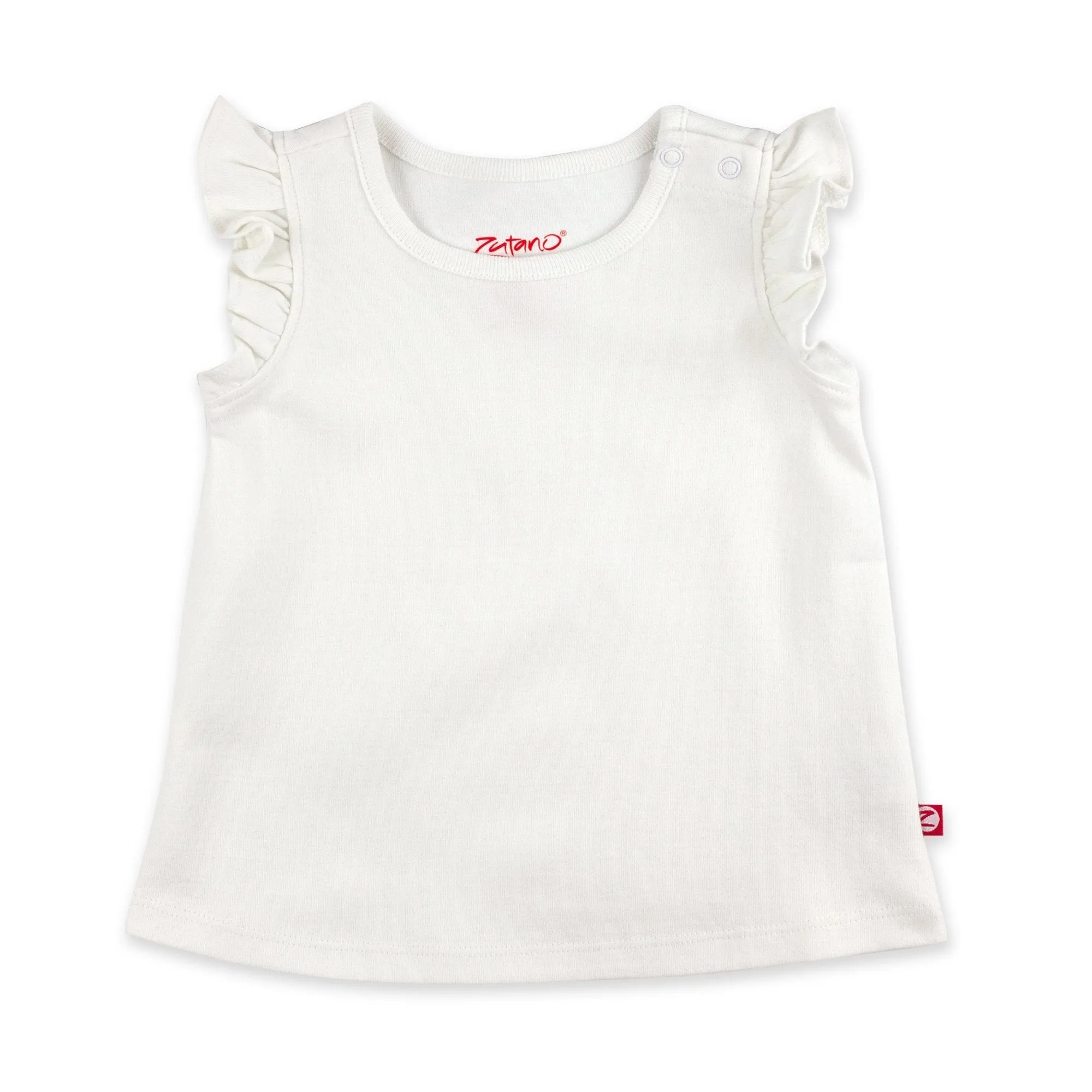 Organic Cotton Flutter Top - White