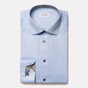 Paisley Effect Contemporary Fit Signature Twill  / Light Blue