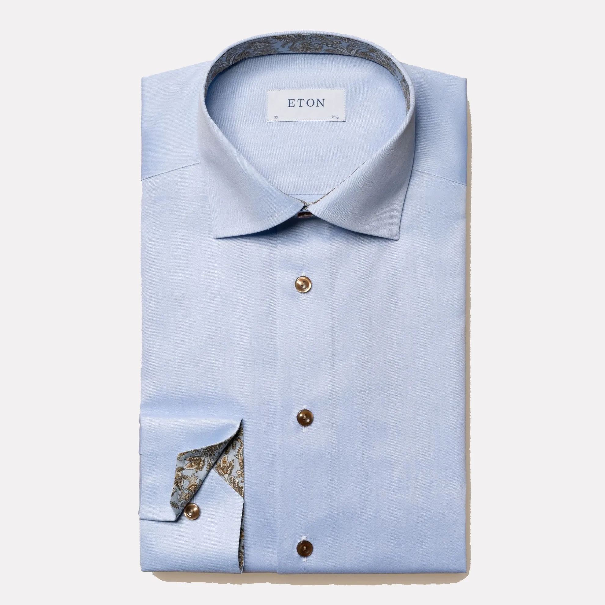 Paisley Effect Contemporary Fit Signature Twill  / Light Blue