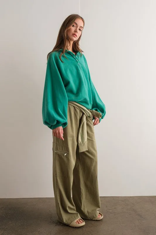 Piper Snap Button Collared Sweater Green