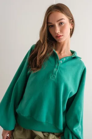 Piper Snap Button Collared Sweater Green