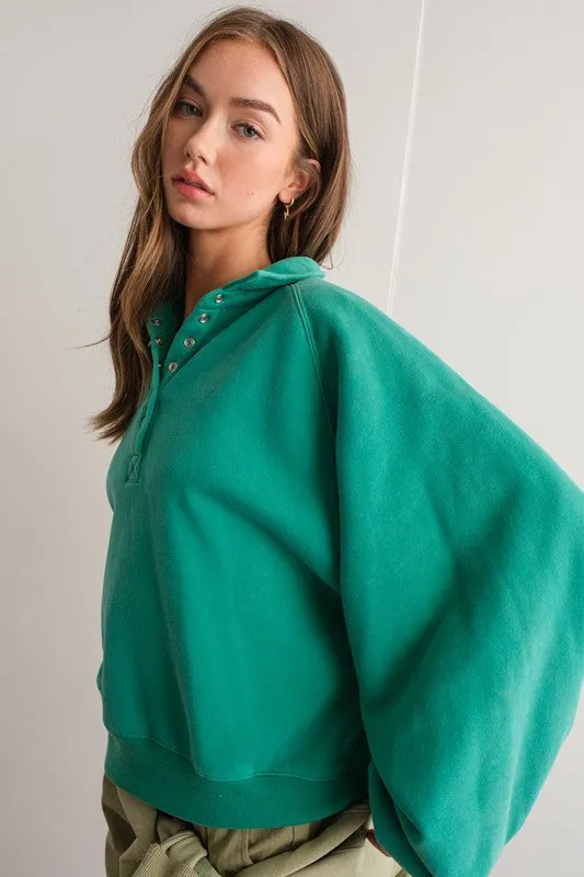 Piper Snap Button Collared Sweater Green