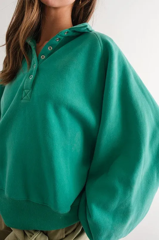 Piper Snap Button Collared Sweater Green
