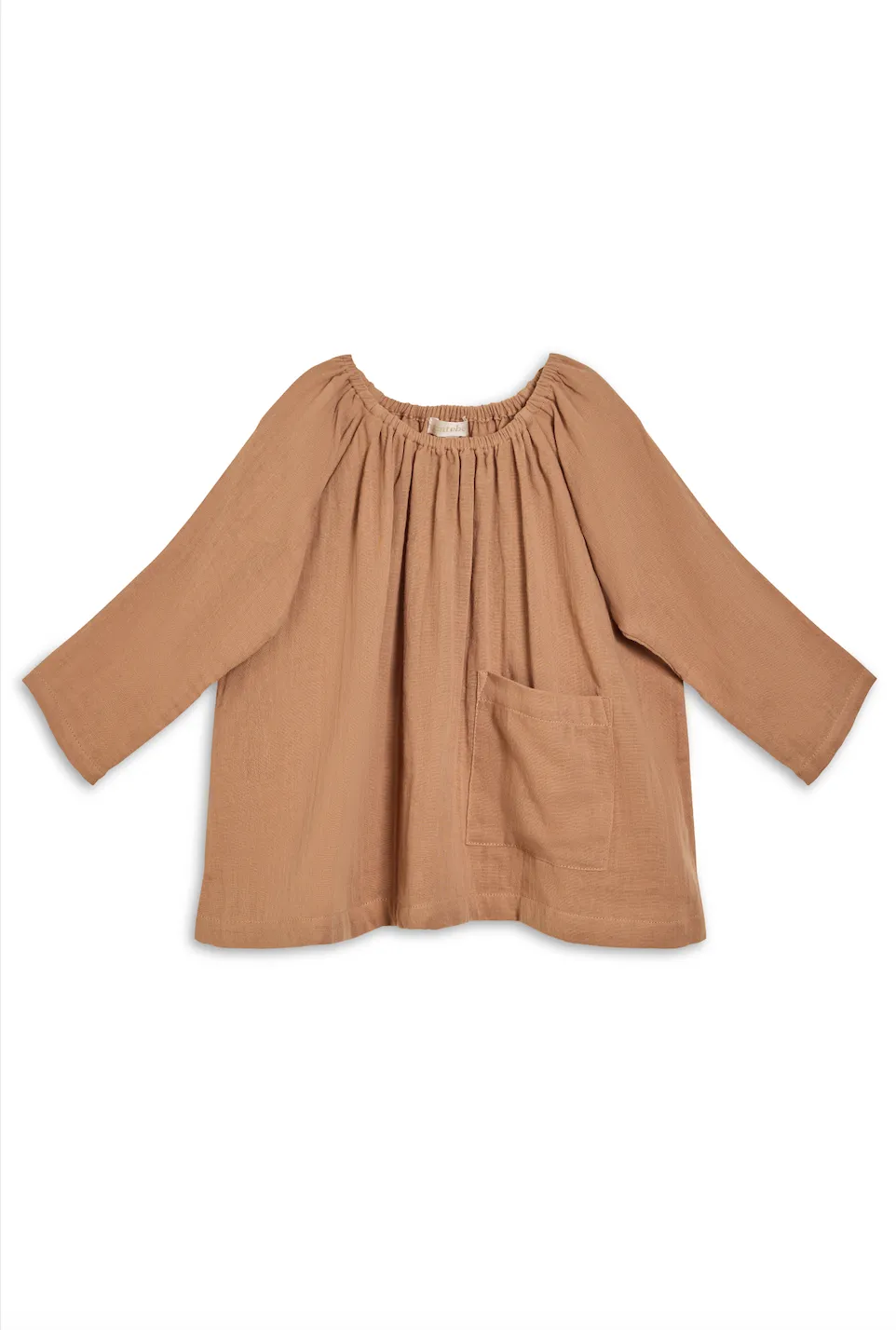 Pocket Smock in Tan Double Voille