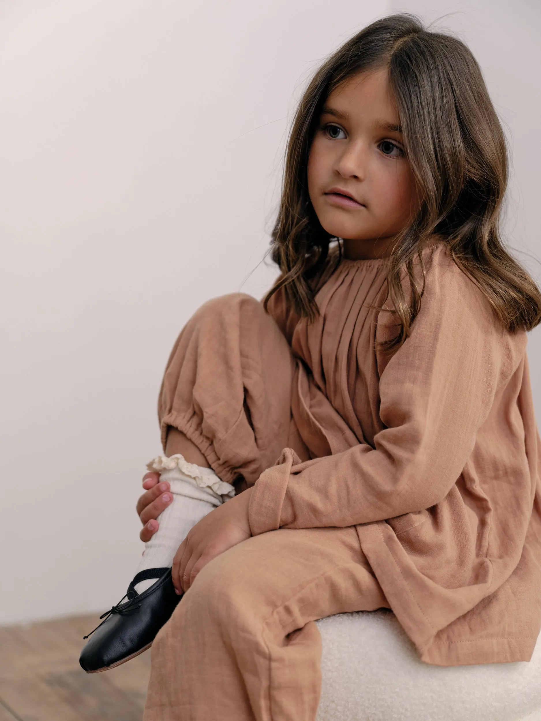 Pocket Smock in Tan Double Voille