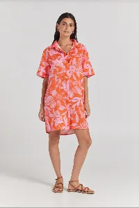 POOLSIDE PARADISO Mo'orea Shirt Dress - Watermelon