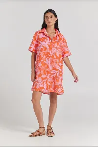POOLSIDE PARADISO Mo'orea Shirt Dress - Watermelon