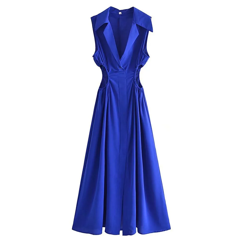 Pre Order:  Elastic Waist Lapel Dress
