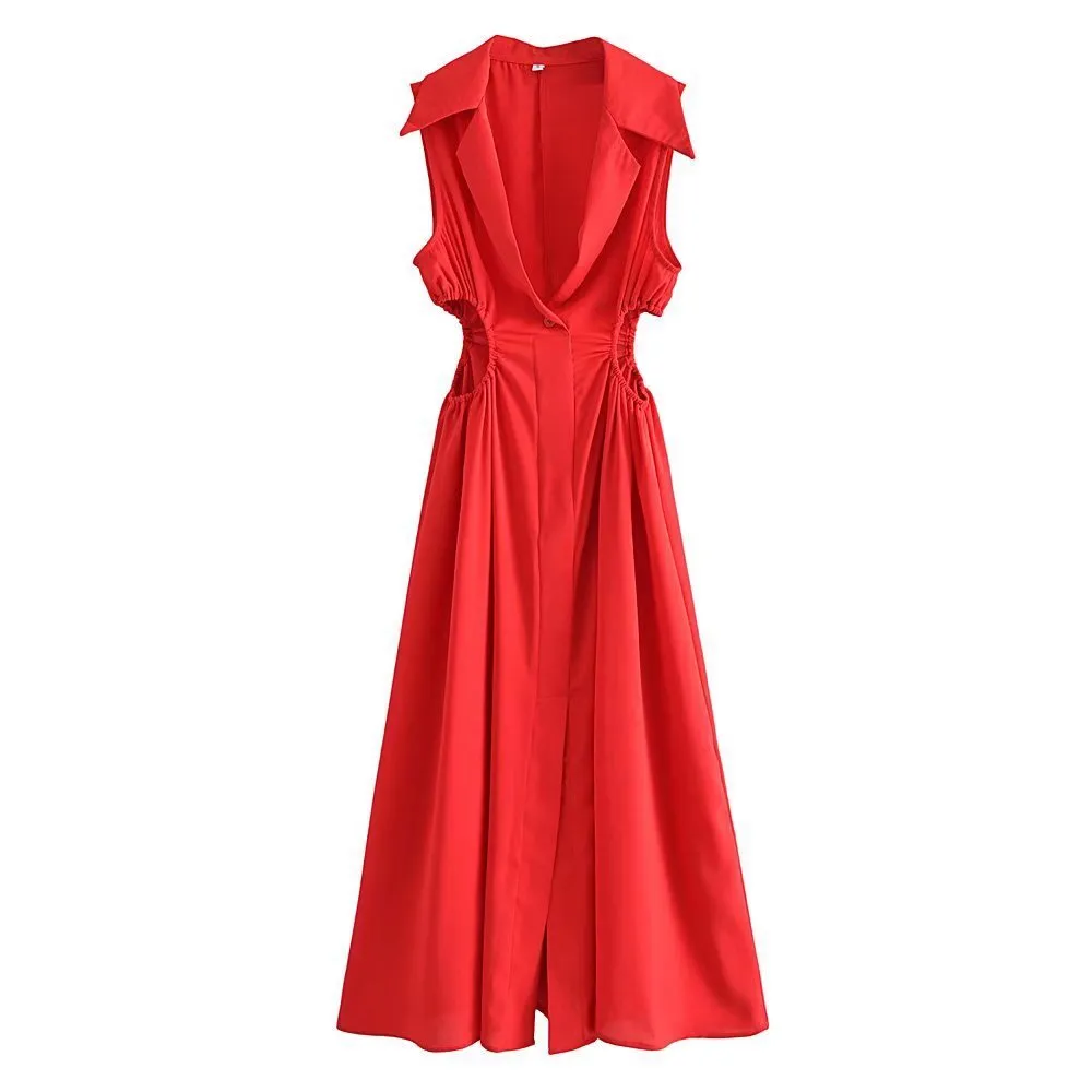 Pre Order:  Elastic Waist Lapel Dress