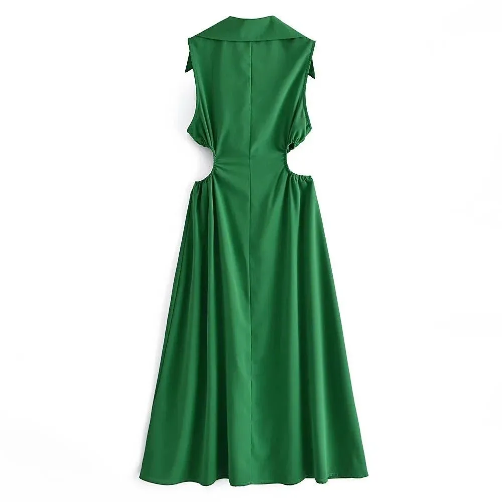 Pre Order:  Elastic Waist Lapel Dress