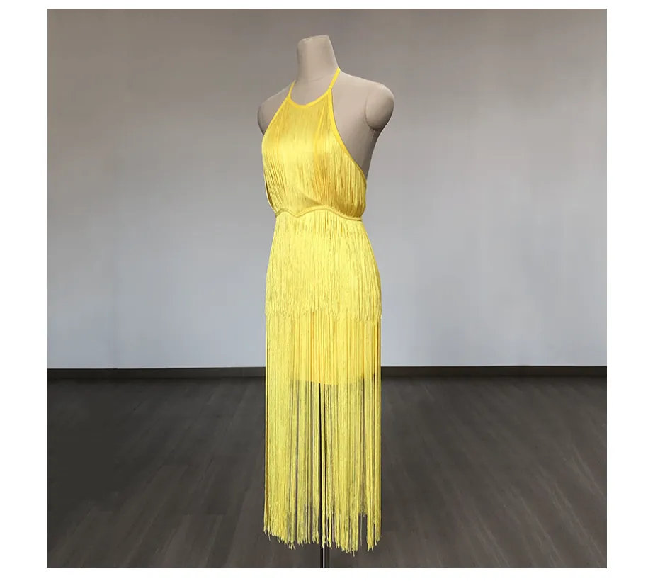 Pre Order:  Fringe Sleeveless Halter Dress