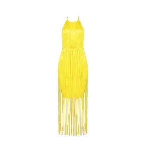 Pre Order:  Fringe Sleeveless Halter Dress