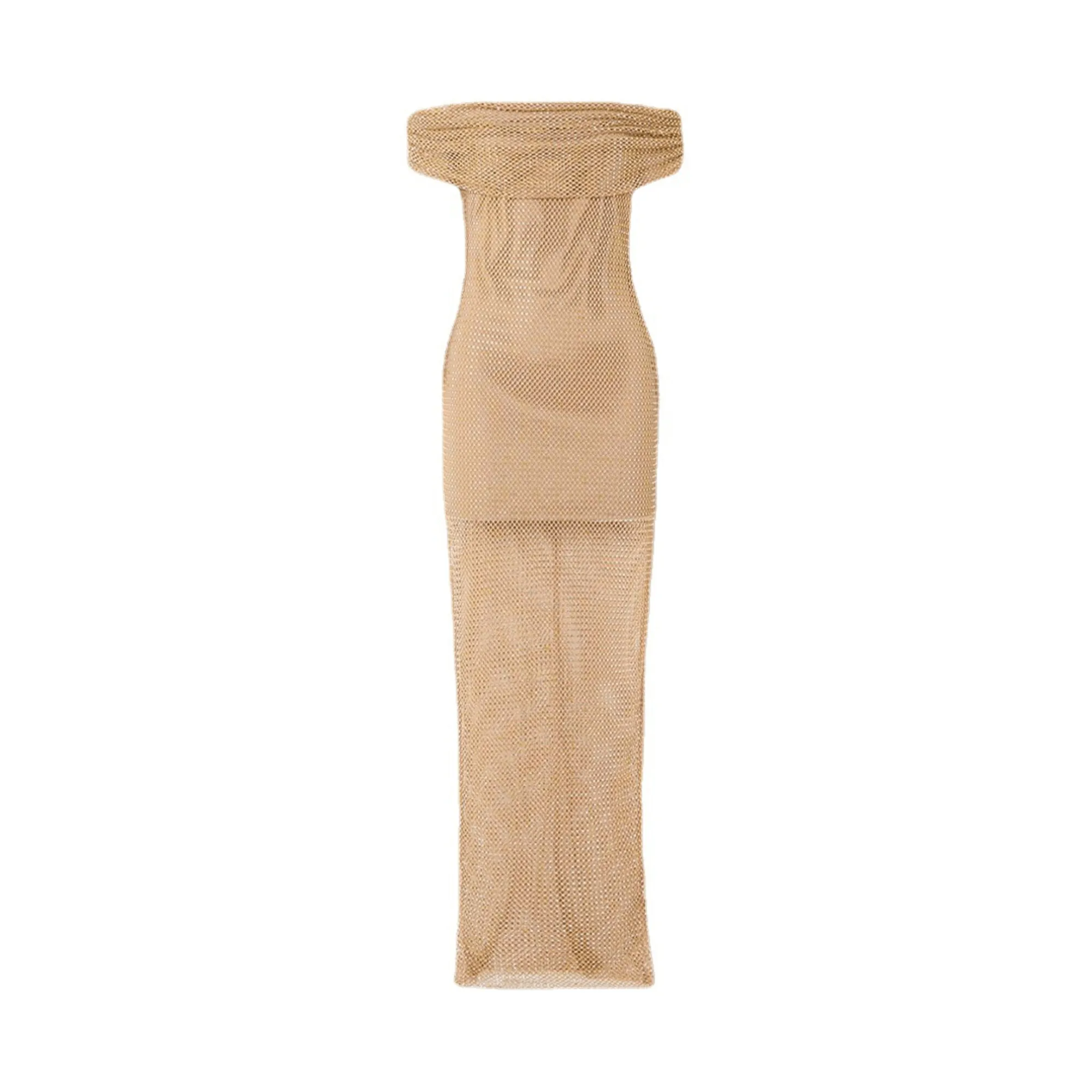 Pre Order:  Off-the-Shoulder Rhinestones Mesh Dress