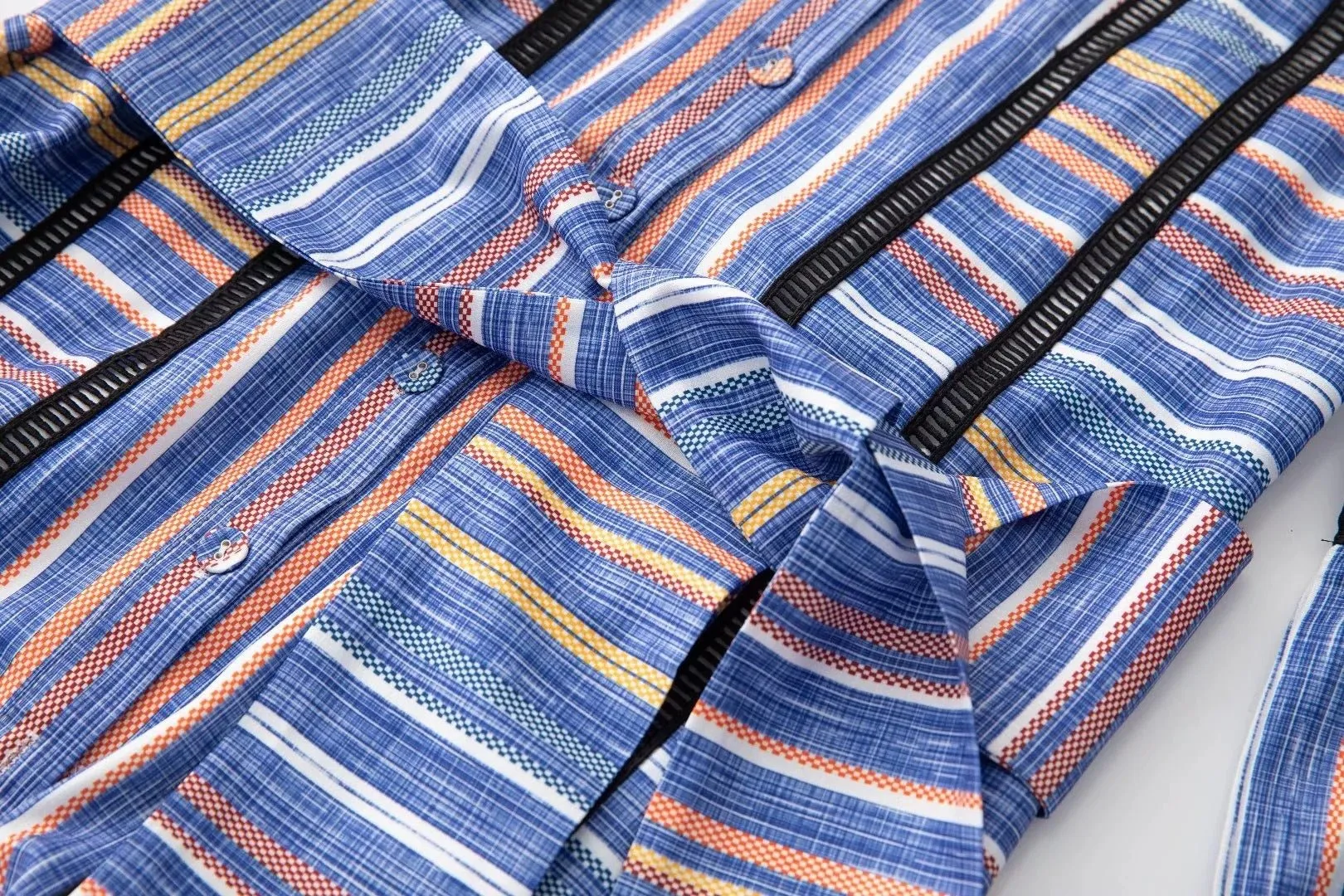 Pre Order:  Polo Collar Striped Dress