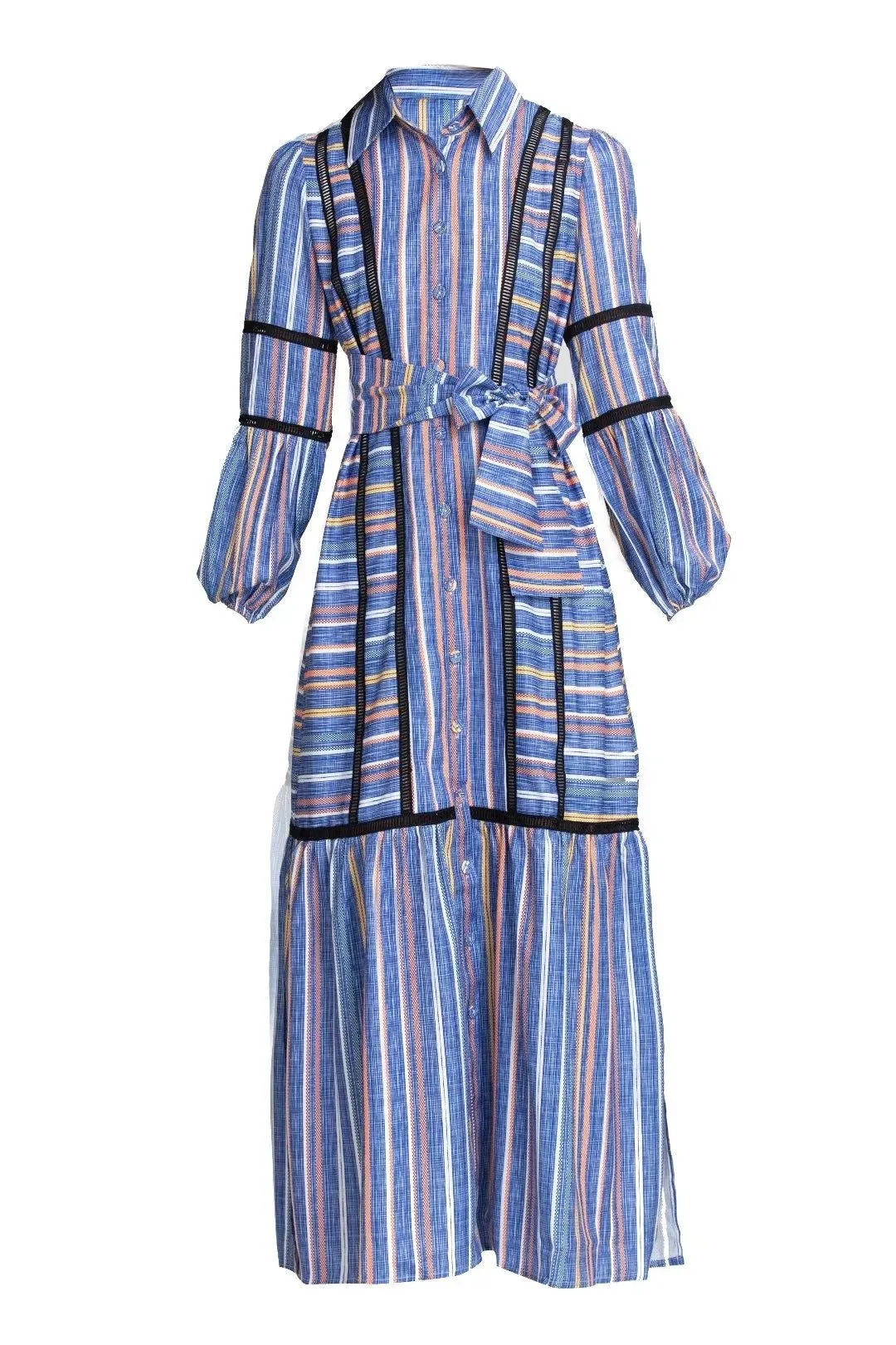 Pre Order:  Polo Collar Striped Dress