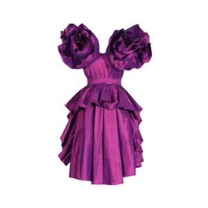 Pre Order:  Purple Ruffle Edge V-Neck Mini Dress