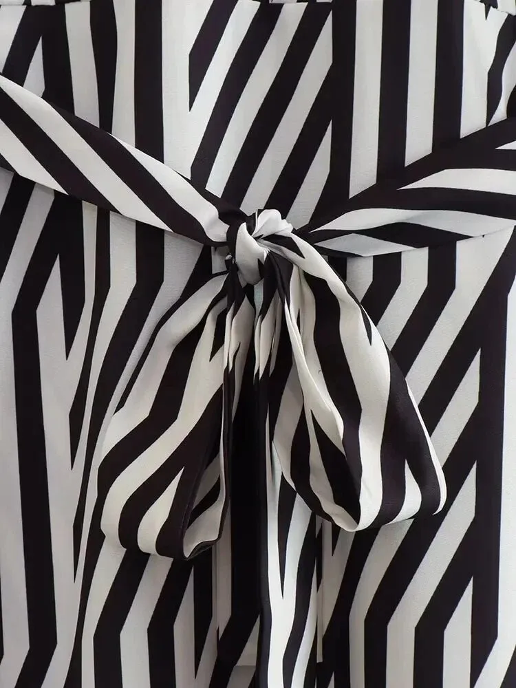Pre Order:  Tie-Waist Striped Midi Dress