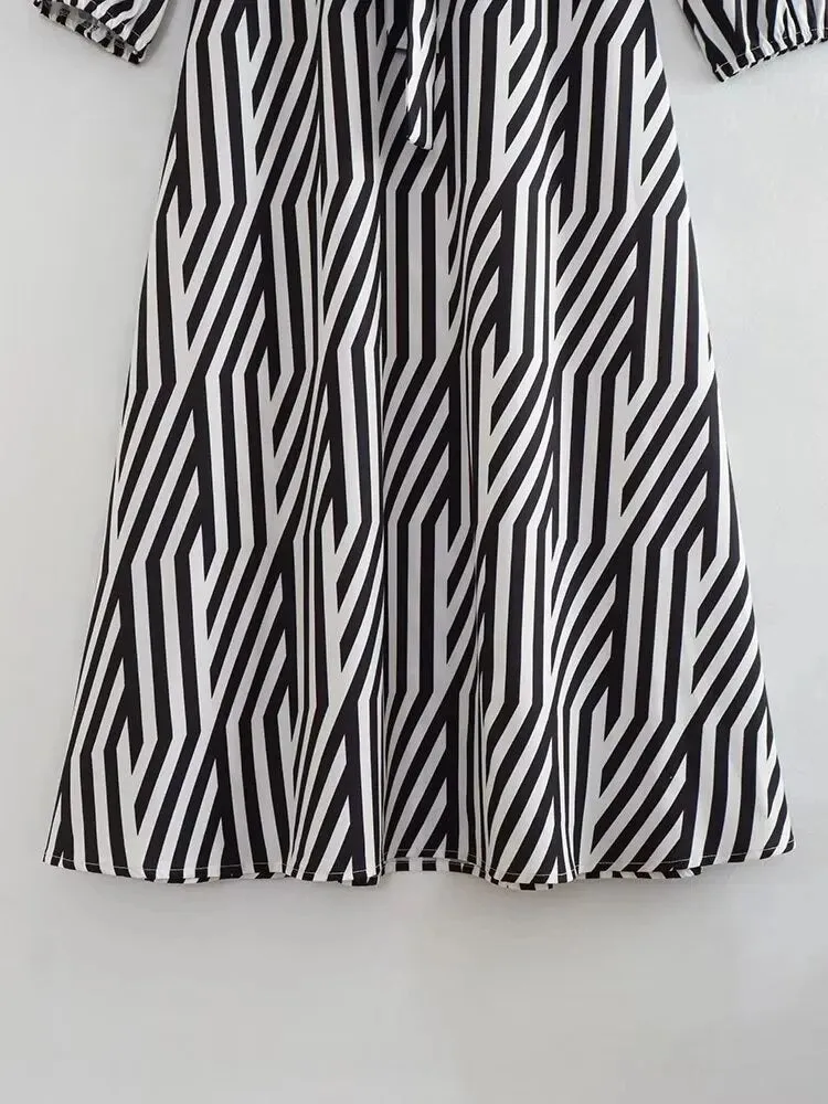 Pre Order:  Tie-Waist Striped Midi Dress
