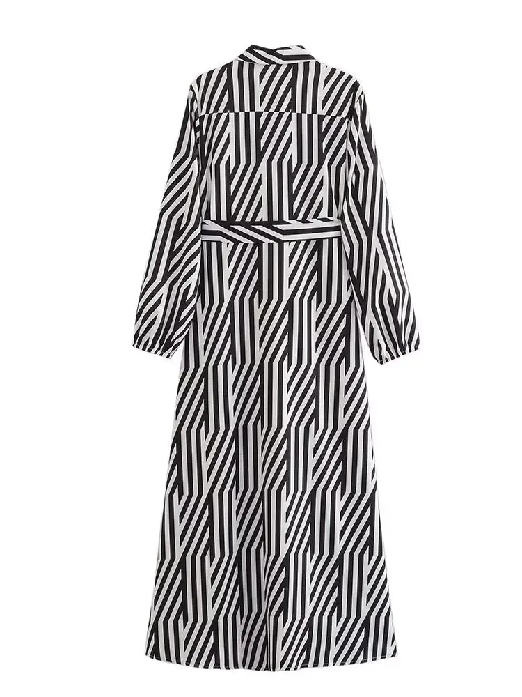 Pre Order:  Tie-Waist Striped Midi Dress