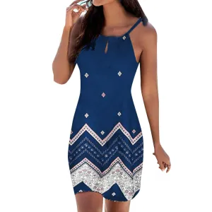 Printed sleeveless beach dress