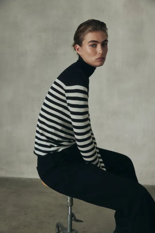 Pullover FAYAALF STRIPES KNIT black | ECOALF