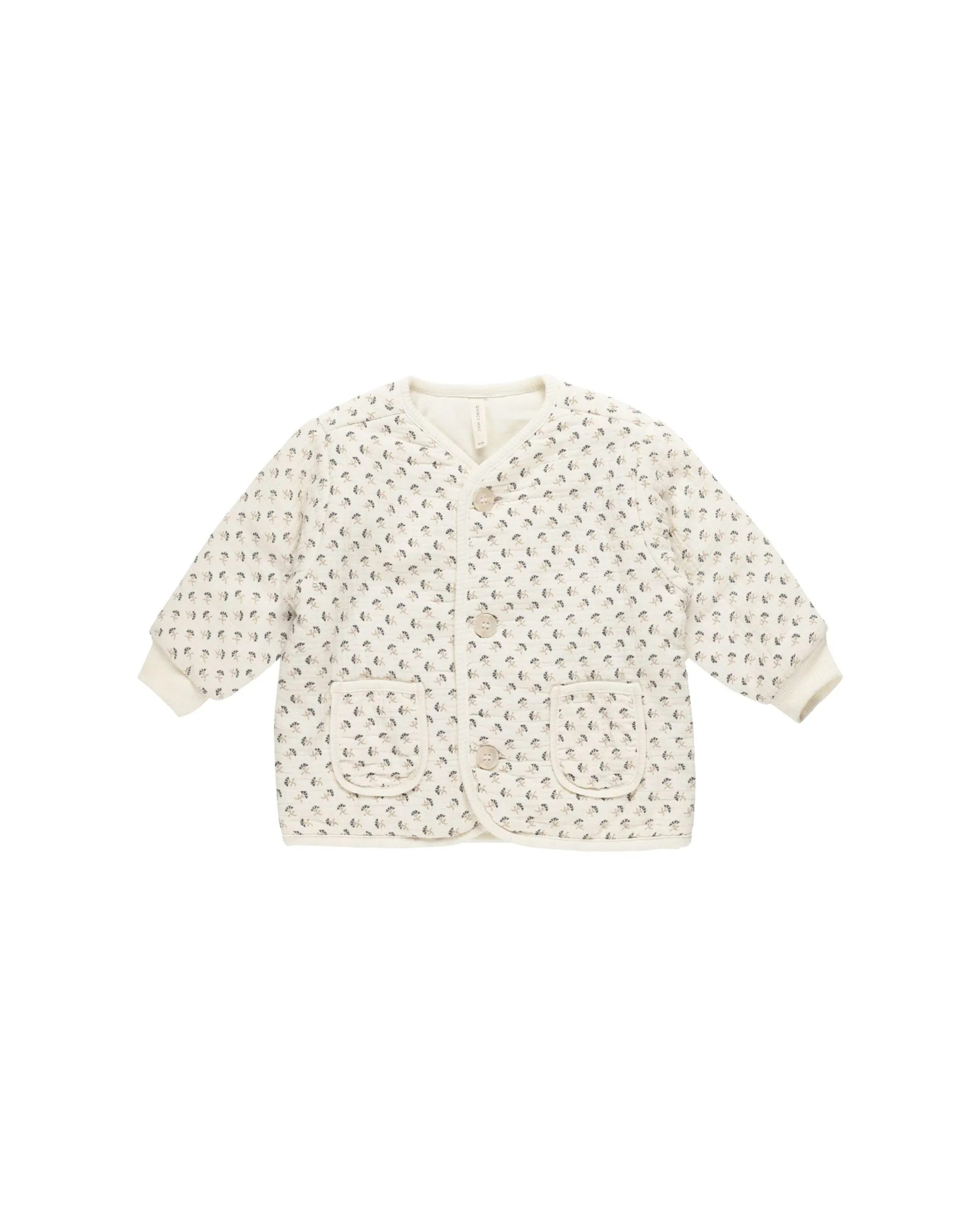 QUILTED V-NECK BUTTON JACKET || FRENCH FLORA