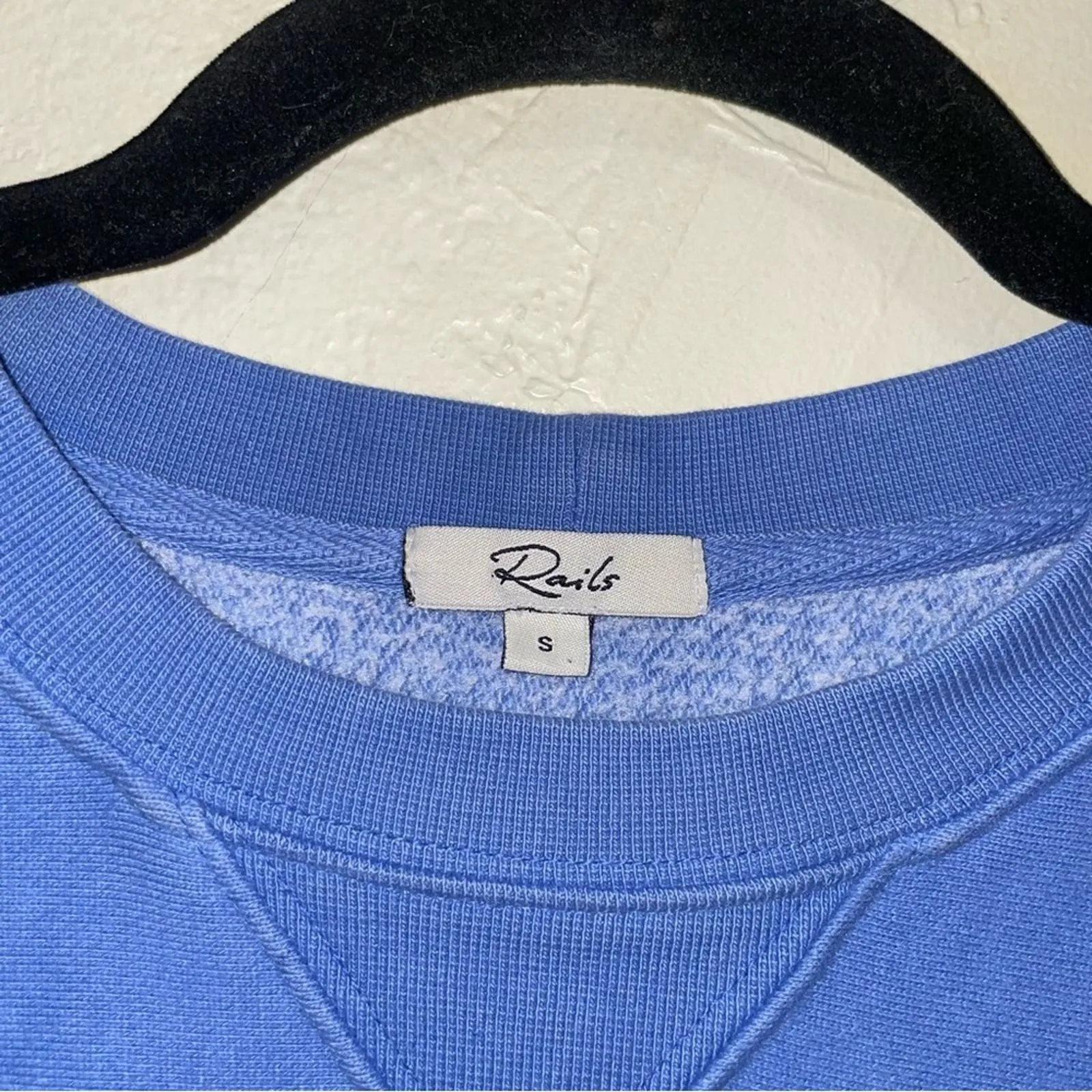 Rails Annie 3/4 Sleeve Slouchy Blue Crewneck Sweat Top Sweatshirt (Small)