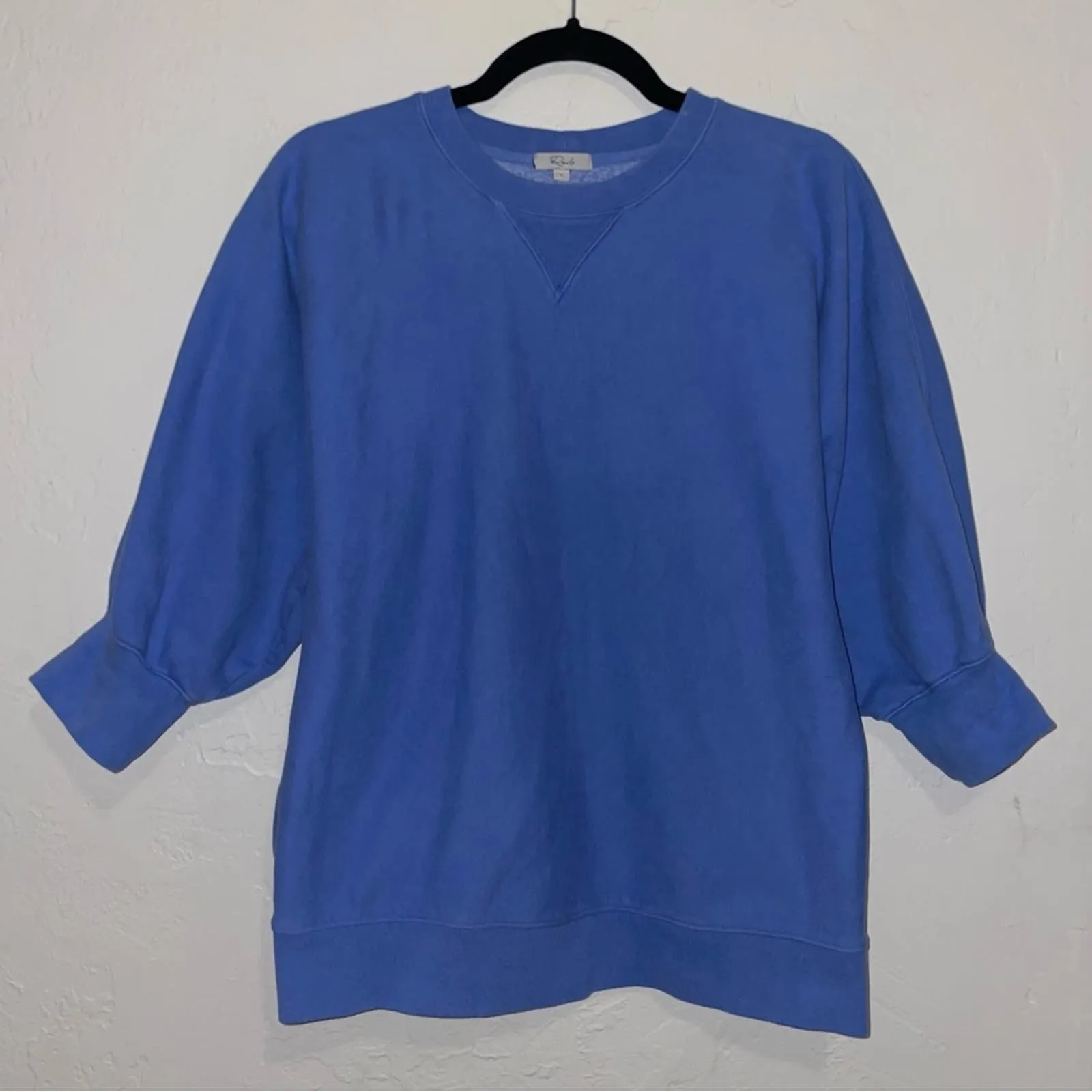 Rails Annie 3/4 Sleeve Slouchy Blue Crewneck Sweat Top Sweatshirt (Small)
