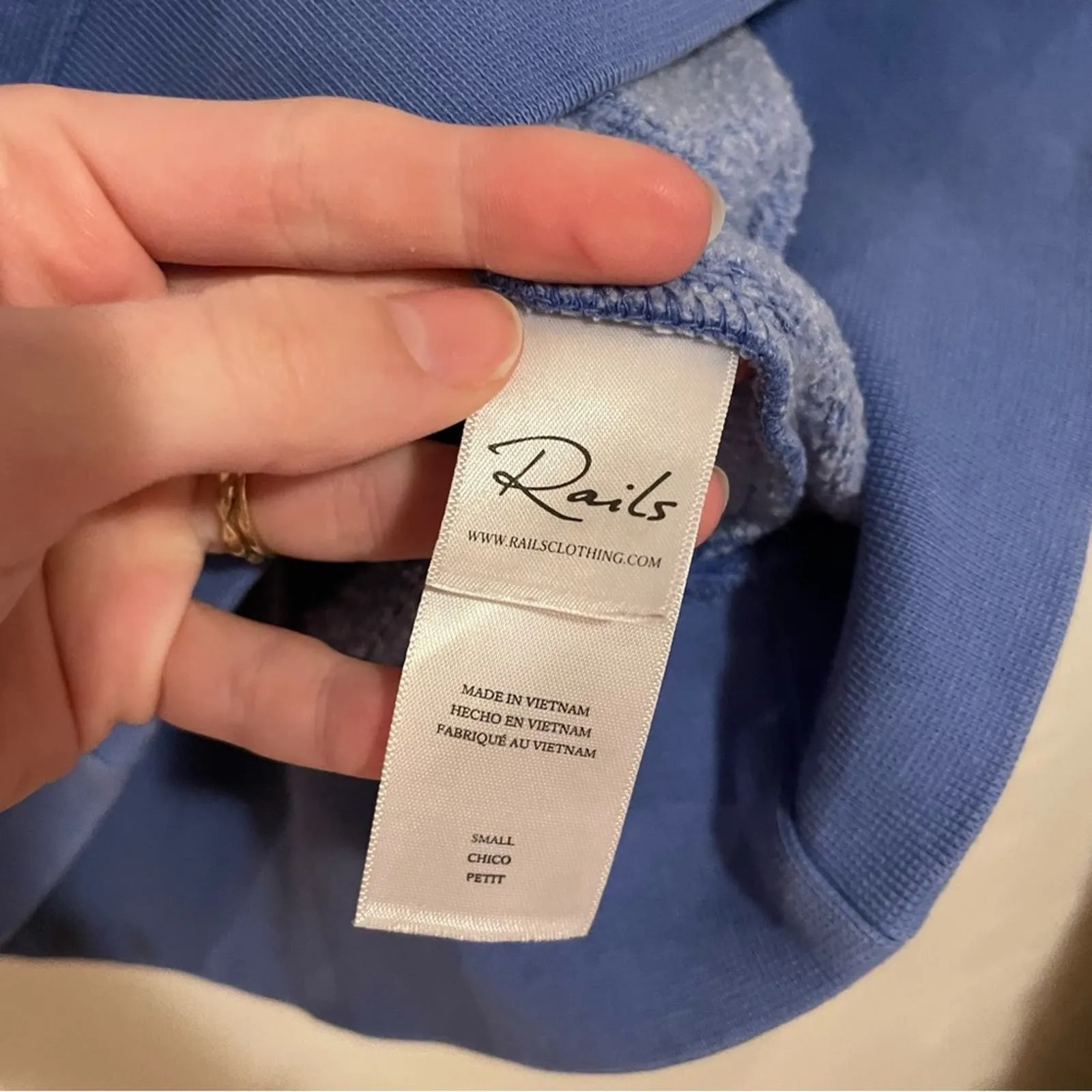 Rails Annie 3/4 Sleeve Slouchy Blue Crewneck Sweat Top Sweatshirt (Small)