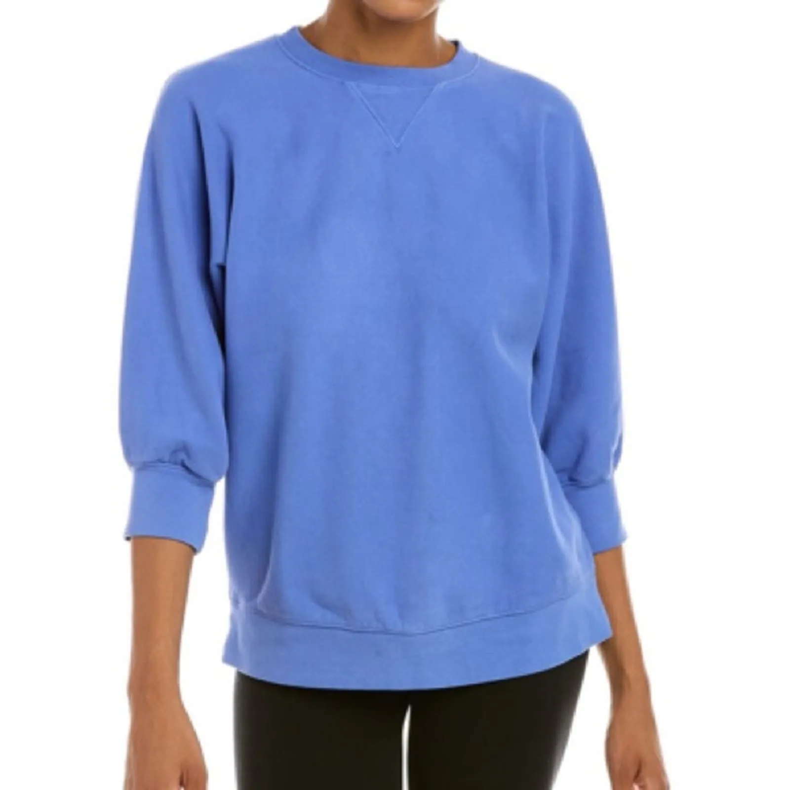 Rails Annie 3/4 Sleeve Slouchy Blue Crewneck Sweat Top Sweatshirt (Small)