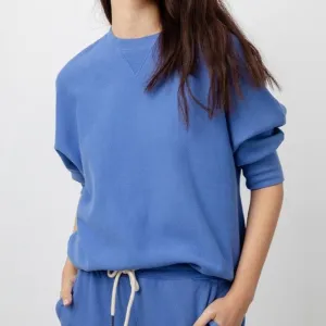 Rails Annie 3/4 Sleeve Slouchy Blue Crewneck Sweat Top Sweatshirt (Small)