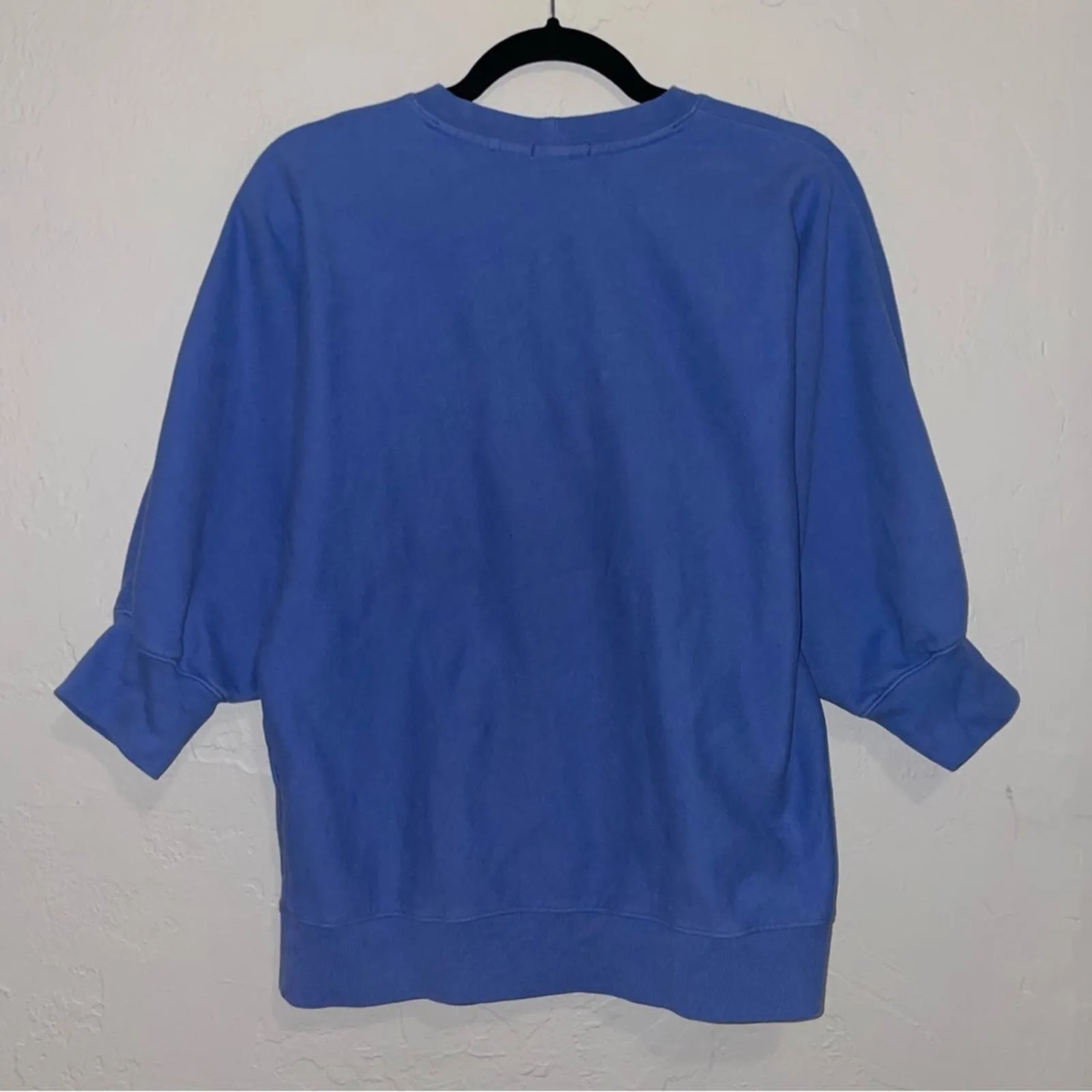 Rails Annie 3/4 Sleeve Slouchy Blue Crewneck Sweat Top Sweatshirt (Small)