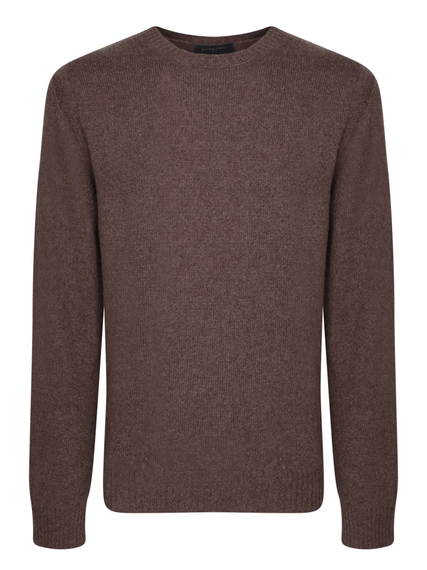 Roundneck brown wool pullover