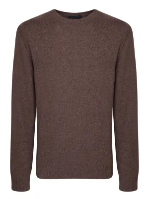 Roundneck brown wool pullover