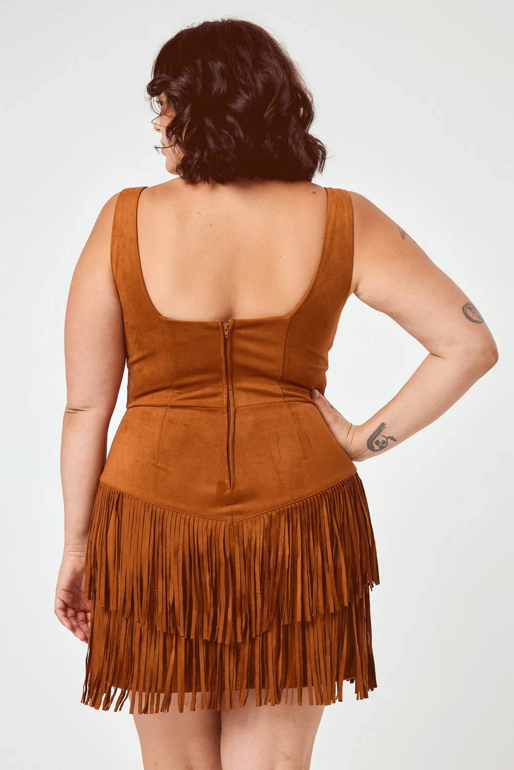 Saddle Suede Corset Fringe Dress