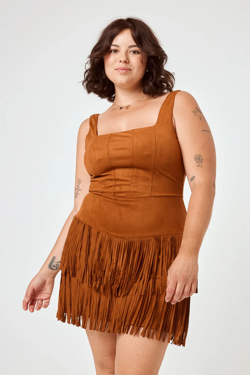 Saddle Suede Corset Fringe Dress